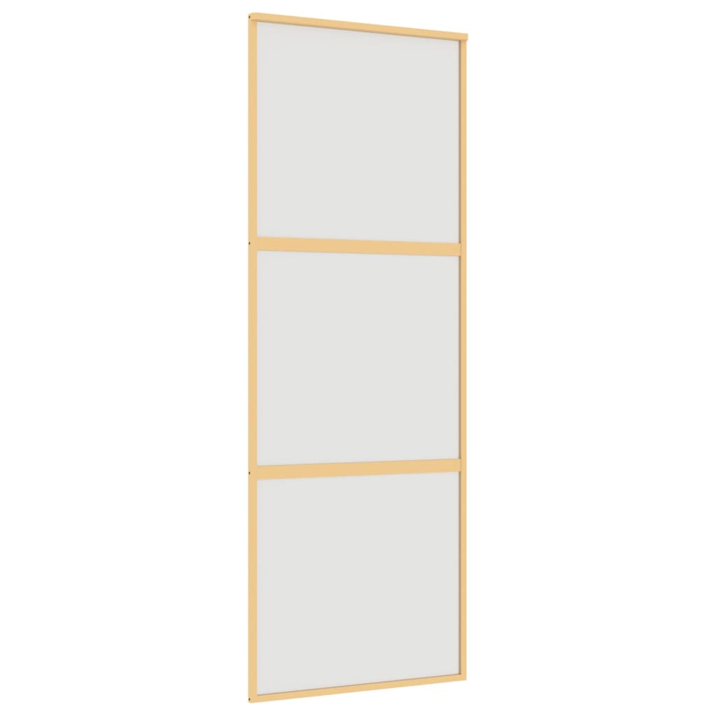 vidaXL Posuvné dvere zlaté 76x205 cm matné ESG sklo a hliník