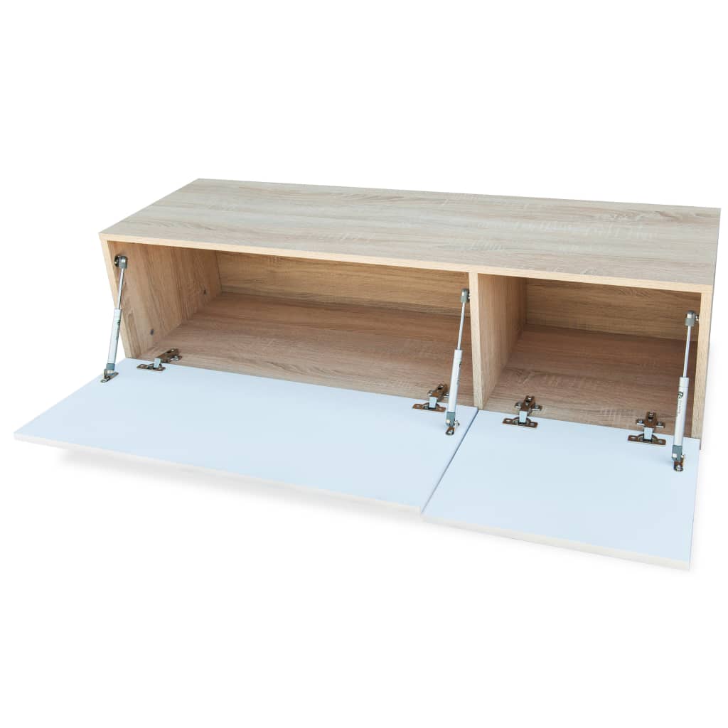 vidaXL TV stolíky, 2 ks, drevotrieska, 120x40x34 cm, vysoký lesk, bielo- dubové