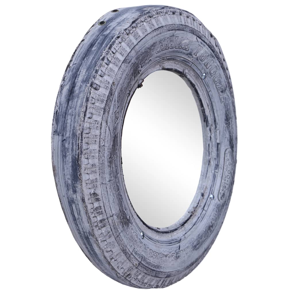 vidaXL Zrkadlo biele 50 cm recyklovaná gumová pneumatika