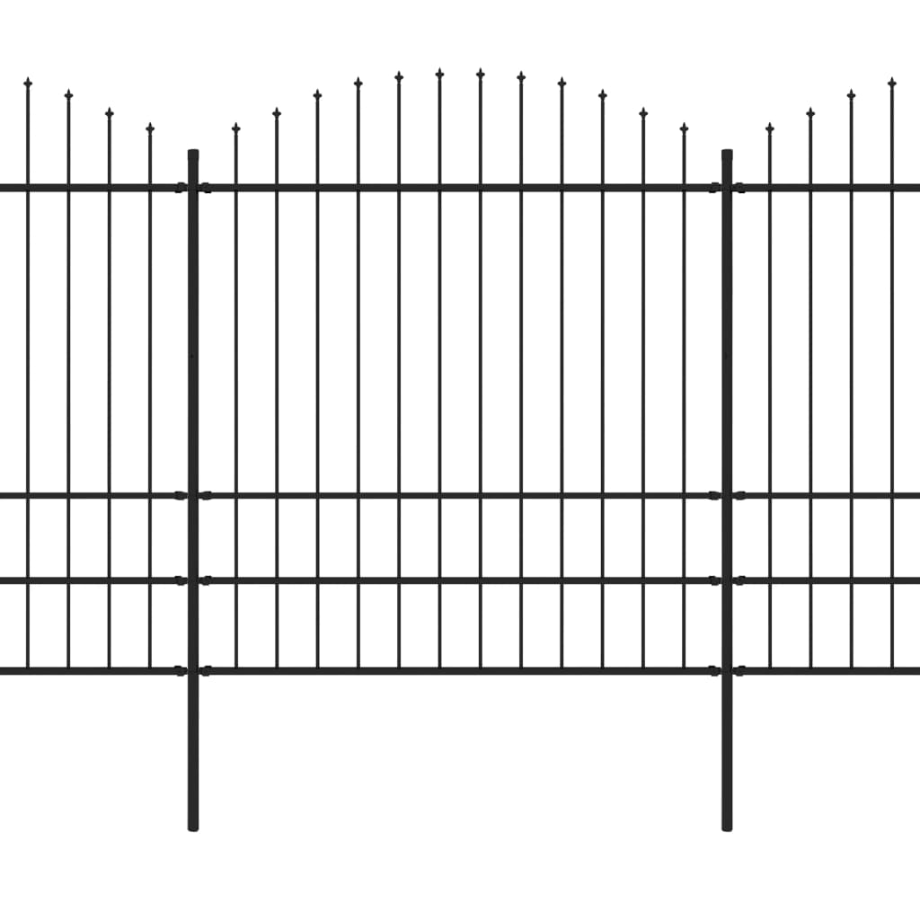 vidaXL Záhradný plot s hrotmi, oceľ (1,75-2)x5,1 m, čierny