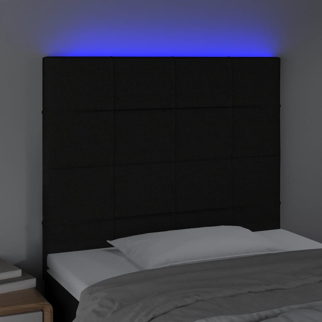 vidaXL Čelo postele s LED čierne 80x5x118/128 cm látka