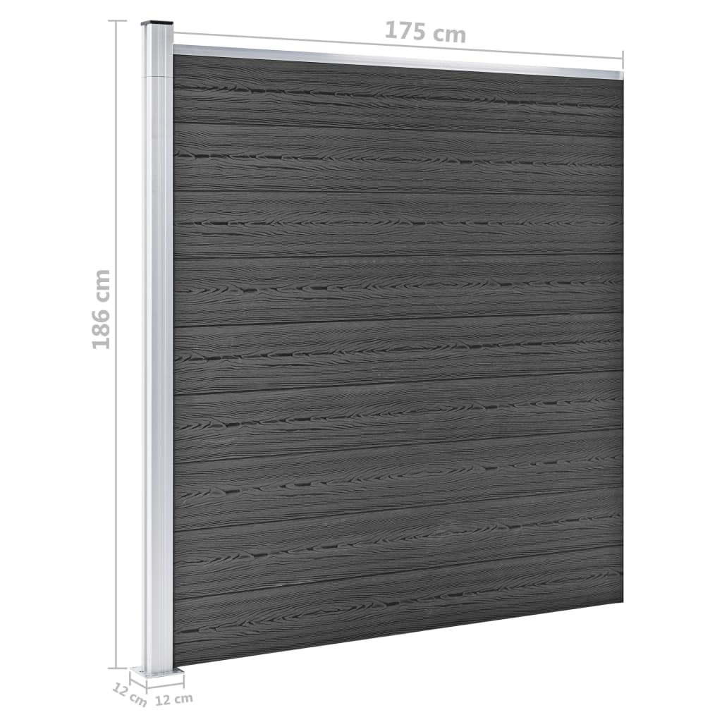 vidaXL Sada plotových panelov WPC 1218x186 cm čierna