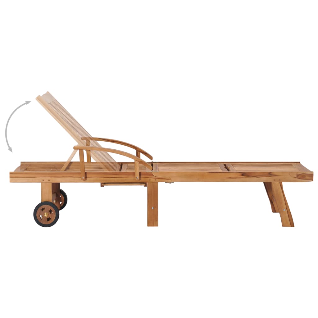 vidaXL Záhradné ležadlo so stolíkom a podložkou tíkový masív