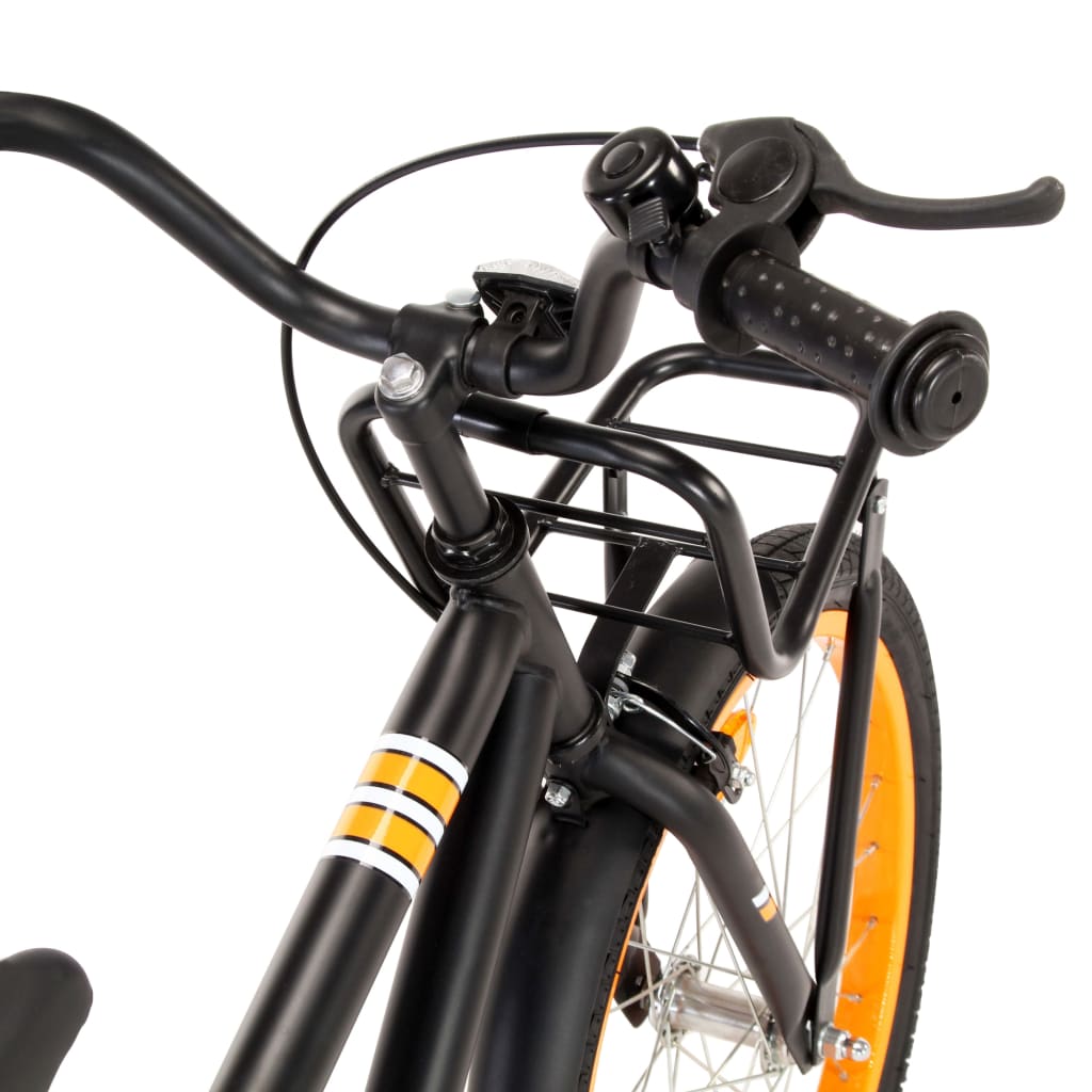 vidaXL Detský bicykel s predným nosičom, 18-palcový, čierno oranžový