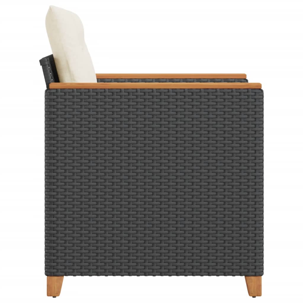 vidaXL Záhradná stolička s vankúšmi čierna polyratan