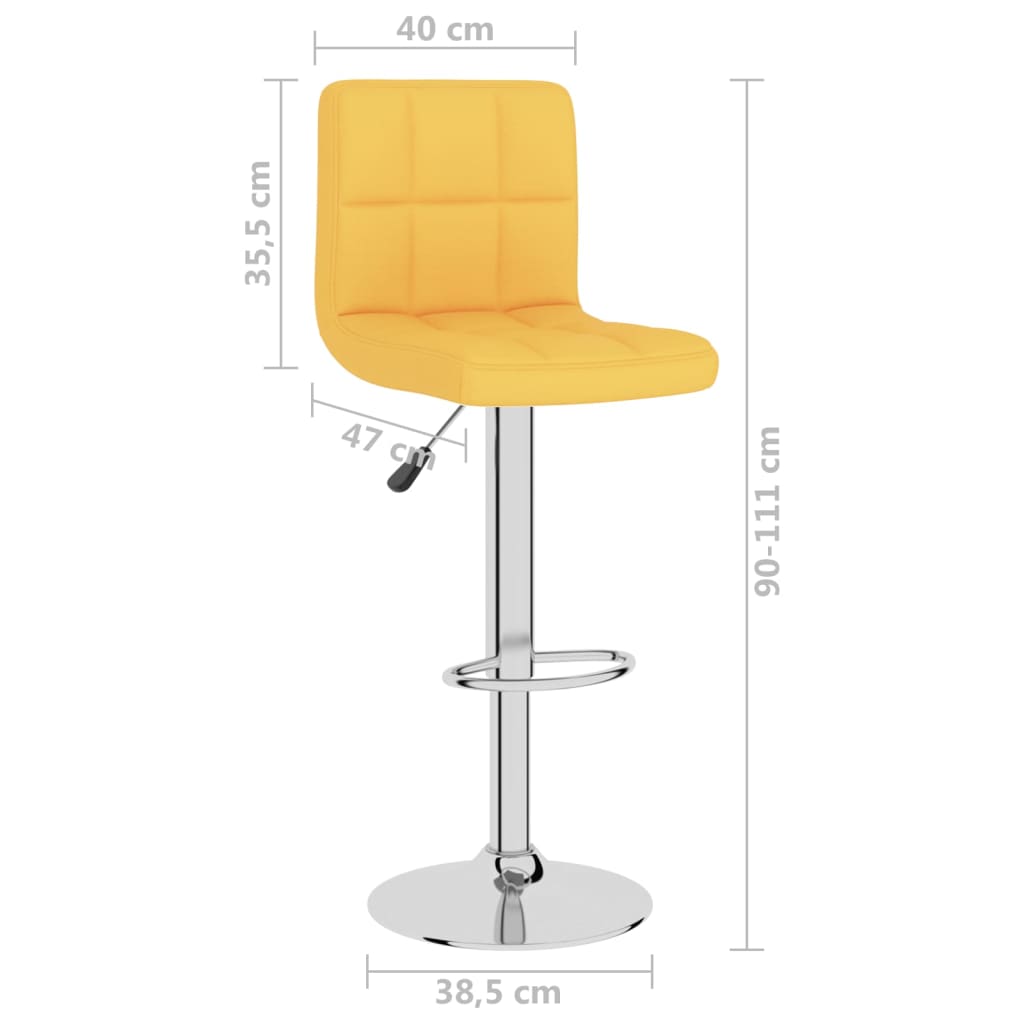 vidaXL Barové stoličky 2 ks horčicovo-žlté látkové
