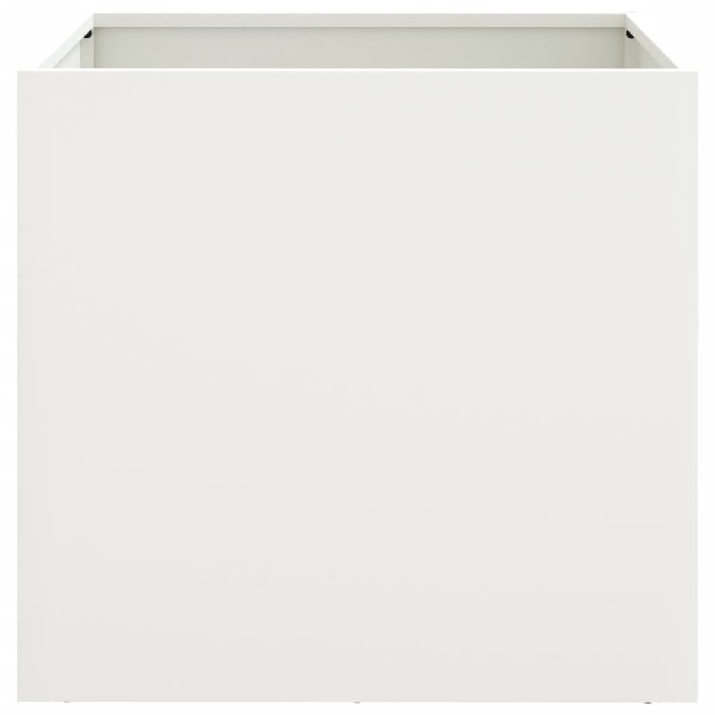 vidaXL Kvetináč biely 42x40x39 cm oceľ valcovaná za studena