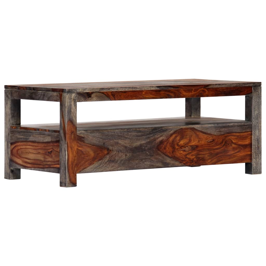 vidaXL Konferenčný stolík sivý 100x50x40 cm masívne sheeshamové drevo