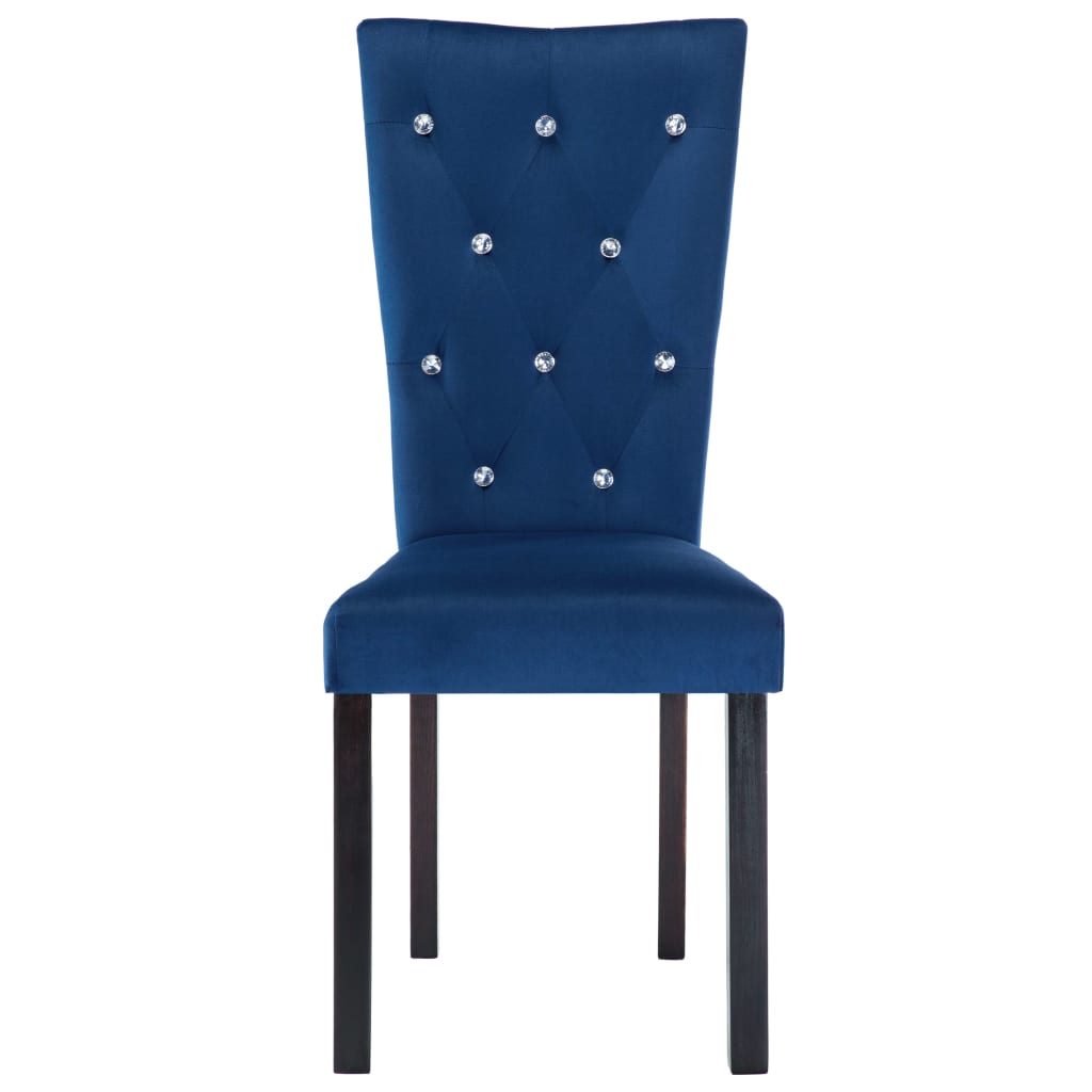 vidaXL Jedálenské stoličky 2 ks, tmavomodré, zamat