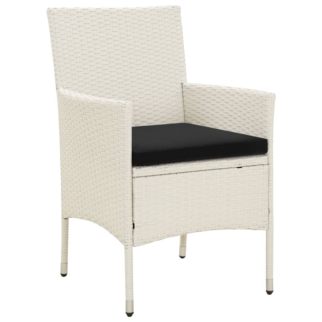 vidaXL Záhradné stoličky s podložkami 4 ks polyratanové biele
