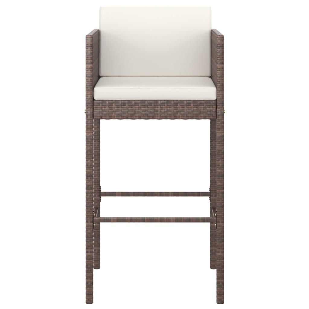 vidaXL Barové stoličky 4 ks s podložkami hnedé polyratanové