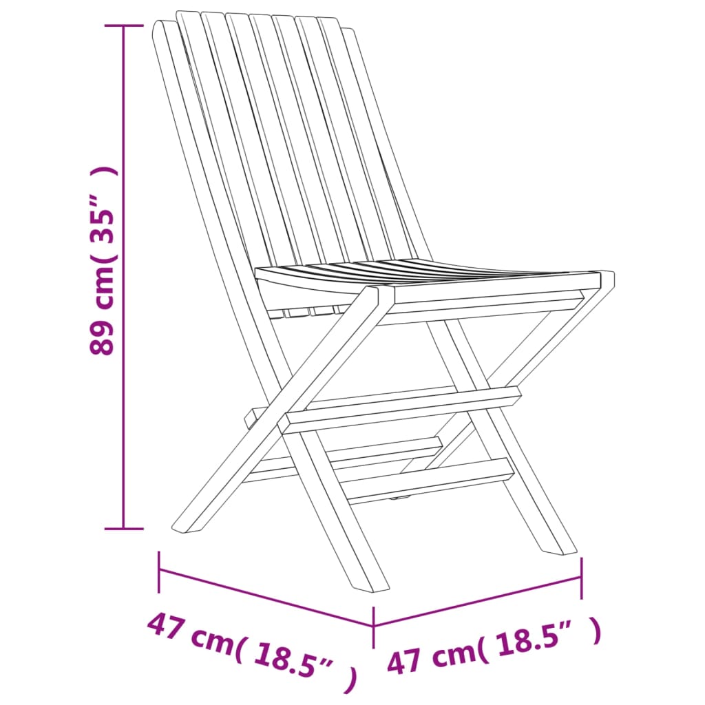 vidaXL Skladacie záhradné stoličky 4 ks 47x47x89 tíkový masív