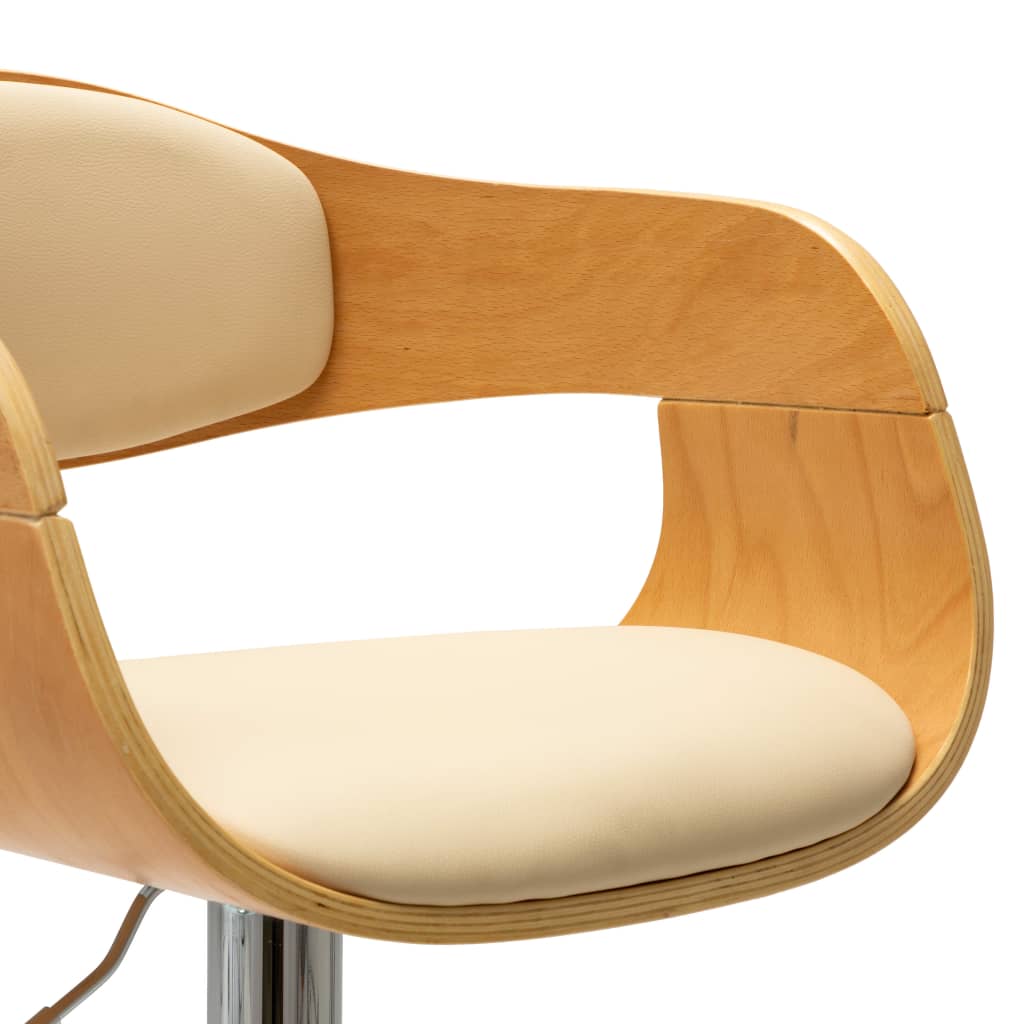 vidaXL Barová stolička, krémová, ohýbané drevo a umelá koža