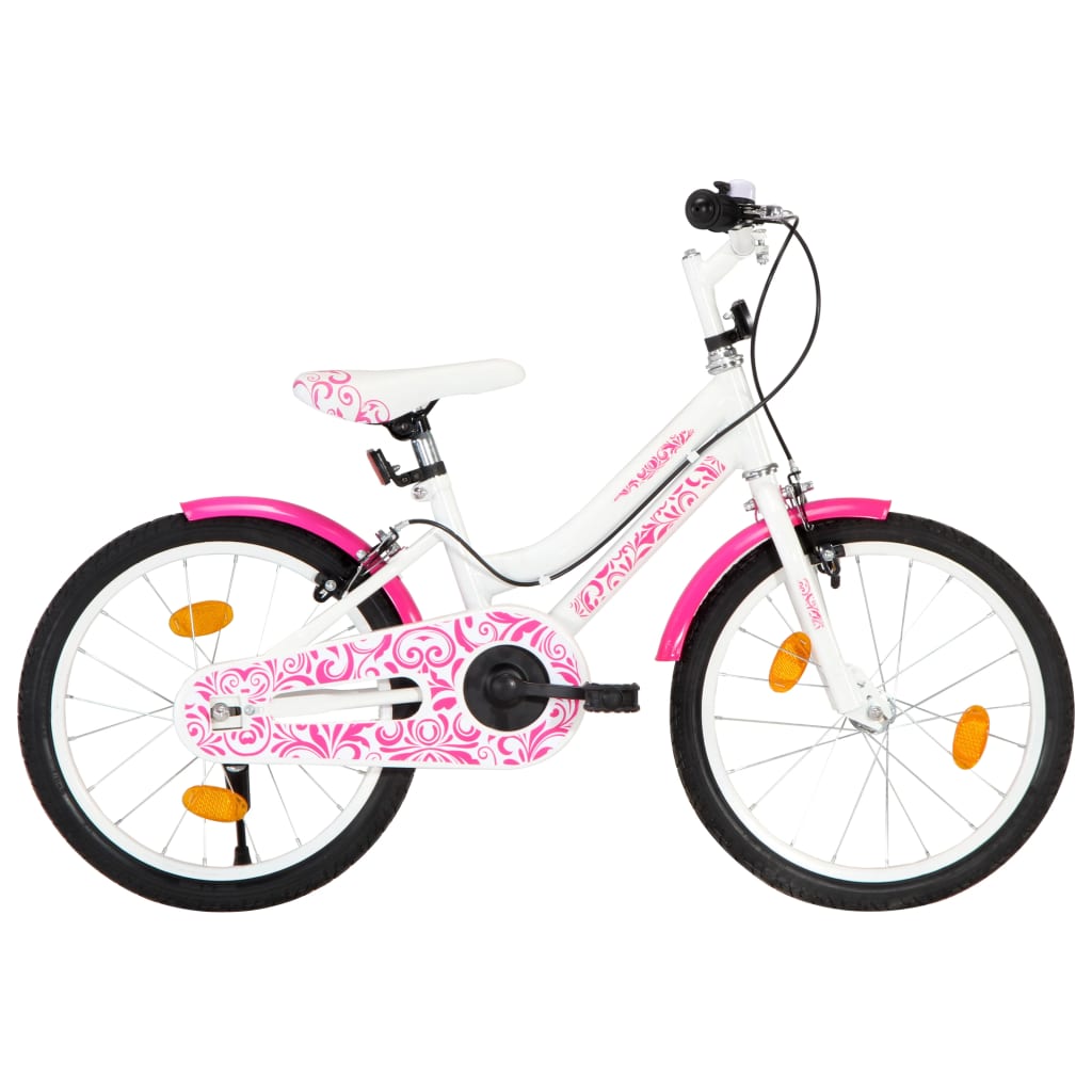 vidaXL Detský bicykel 18 palcový ružový a biely