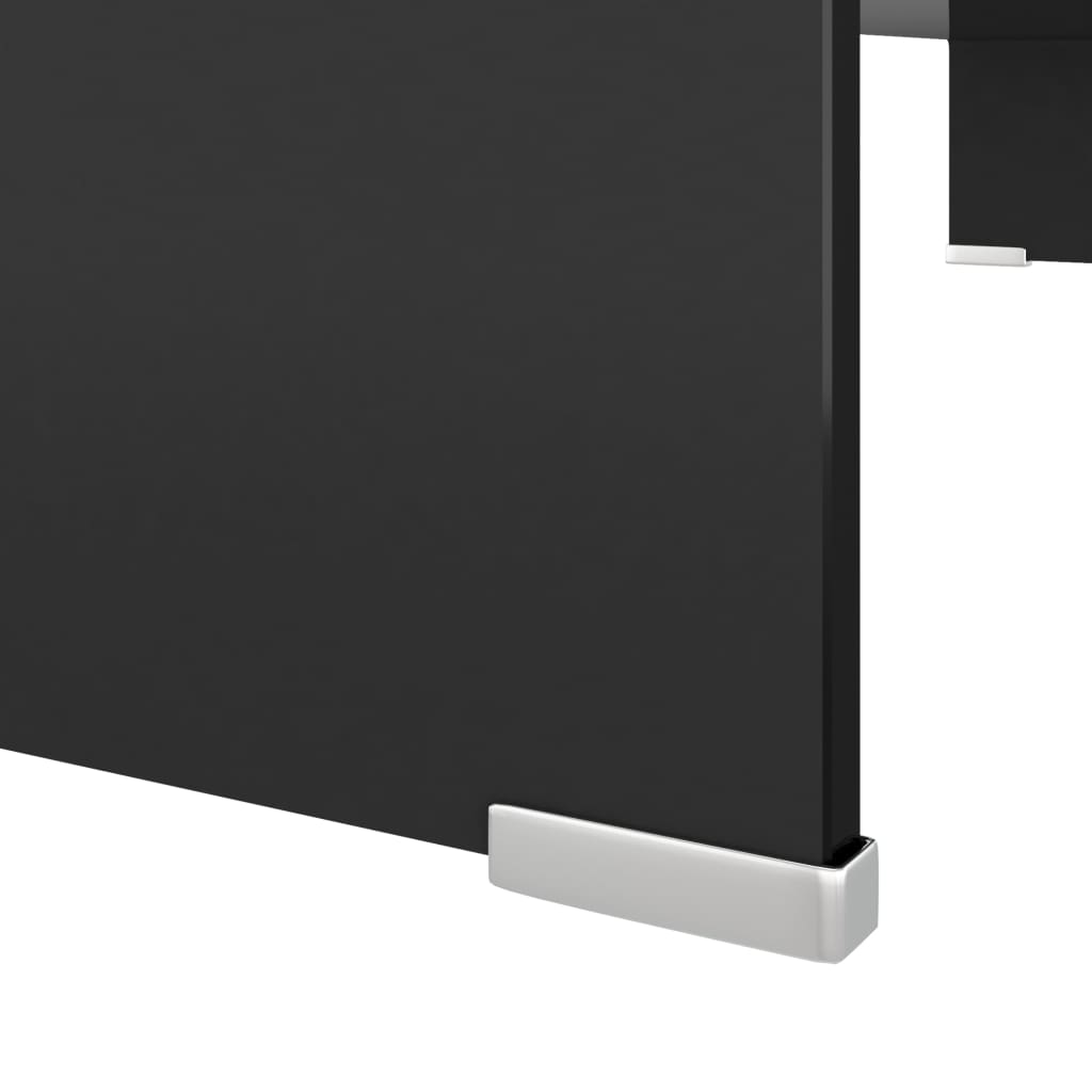 vidaXL Sklenený TV stojan/stojan pod monitor, čierny, 90x30x13 cm