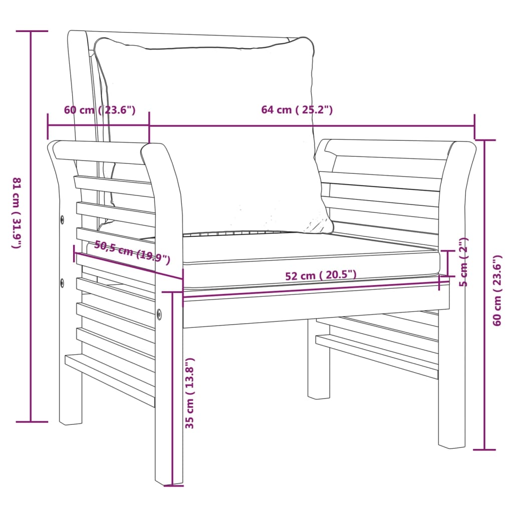 vidaXL 5-dielna záhradná sedacia súprava s vankúšmi akáciový masív