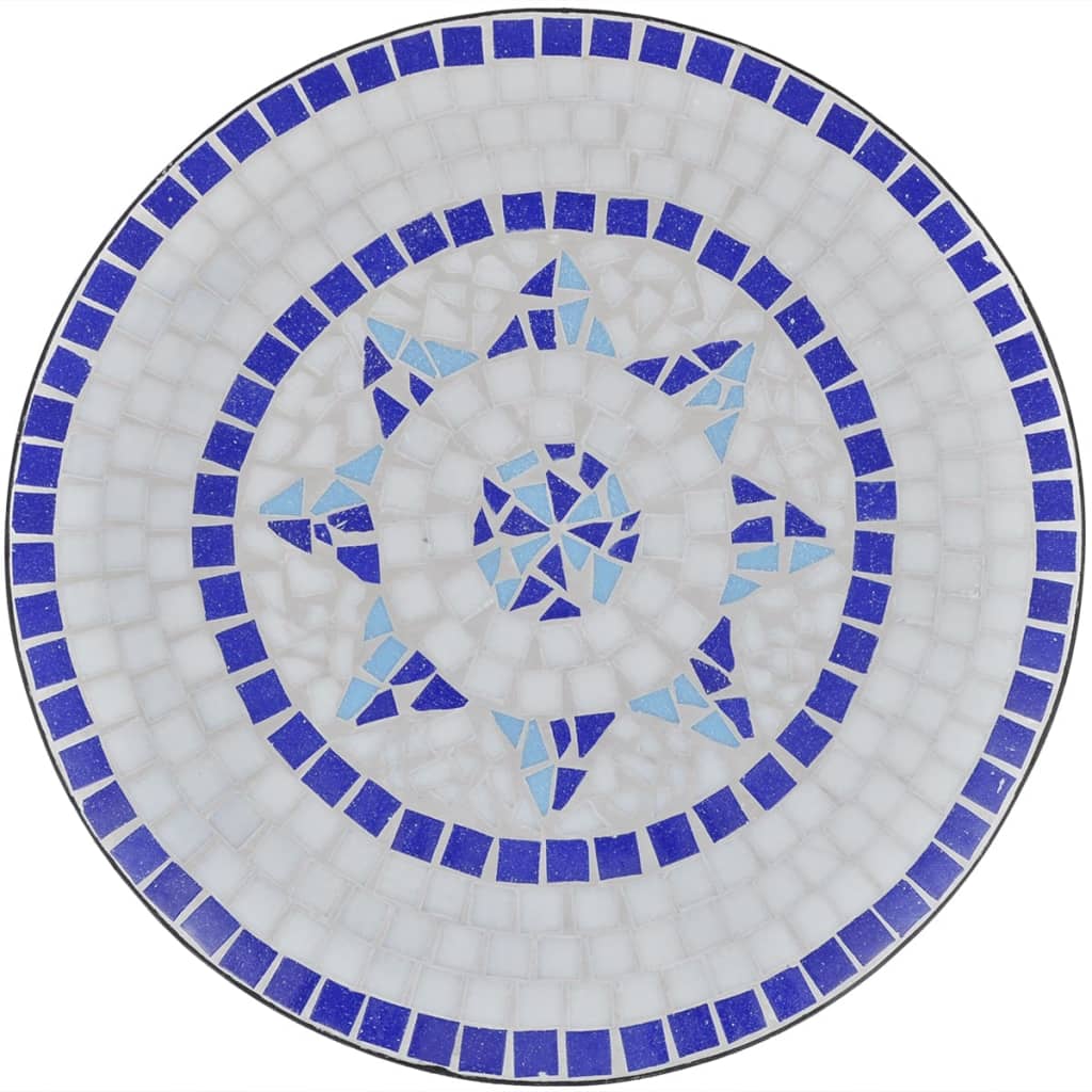 vidaXL Bistro stolík, modro biely 60 cm, mozaikový