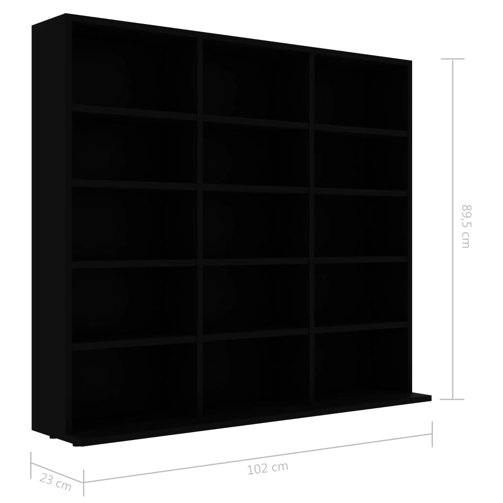 vidaXL Skrinka na CD, čierna 102x23x89,5 cm, kompozitné drevo