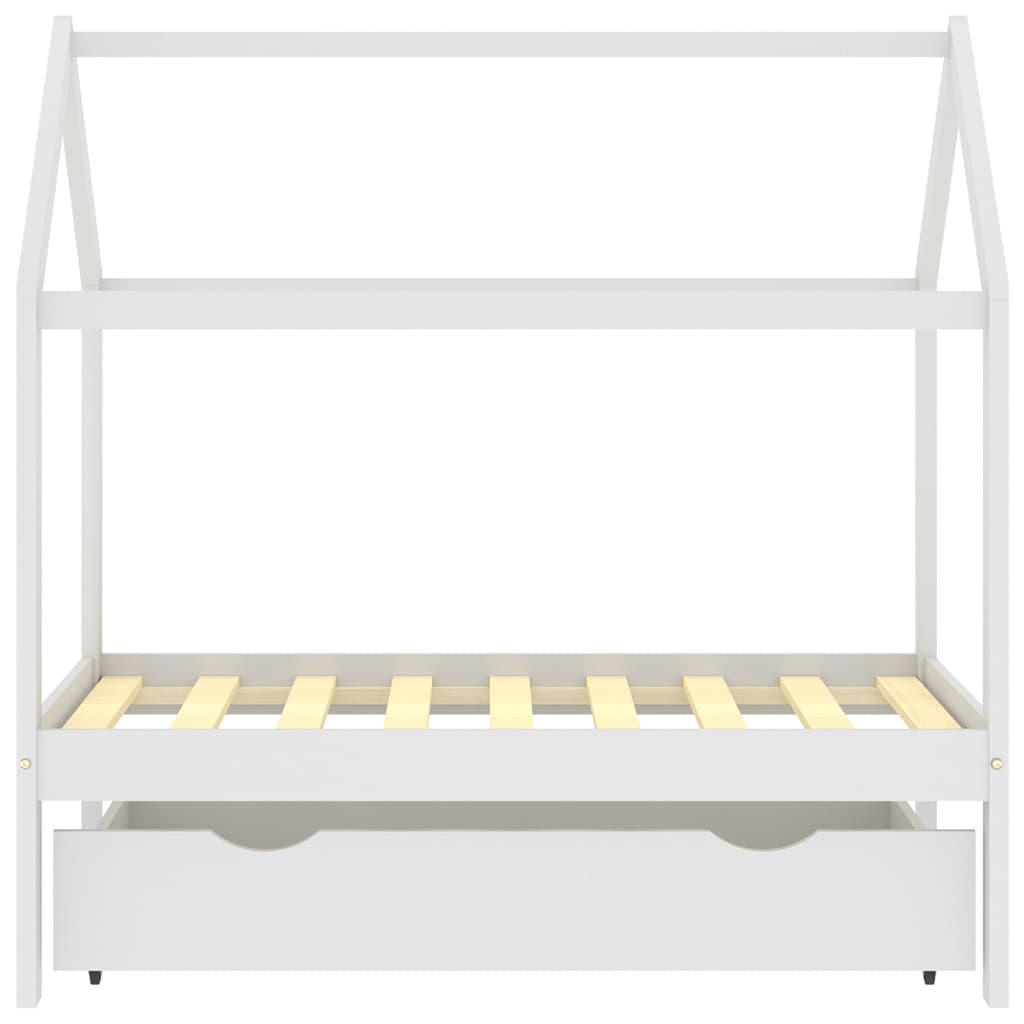 vidaXL Detský posteľný rám so zásuvkou biely 70x140 cm borovica
