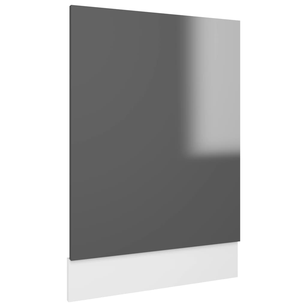 vidaXL Dvierka na umývačku, lesklé sivé 45x3x67 cm, drevotrieska