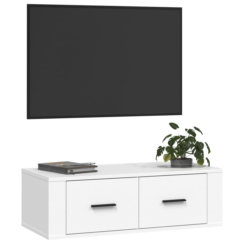 vidaXL Závesná TV skrinka biela 80x36x25 cm spracované drevo
