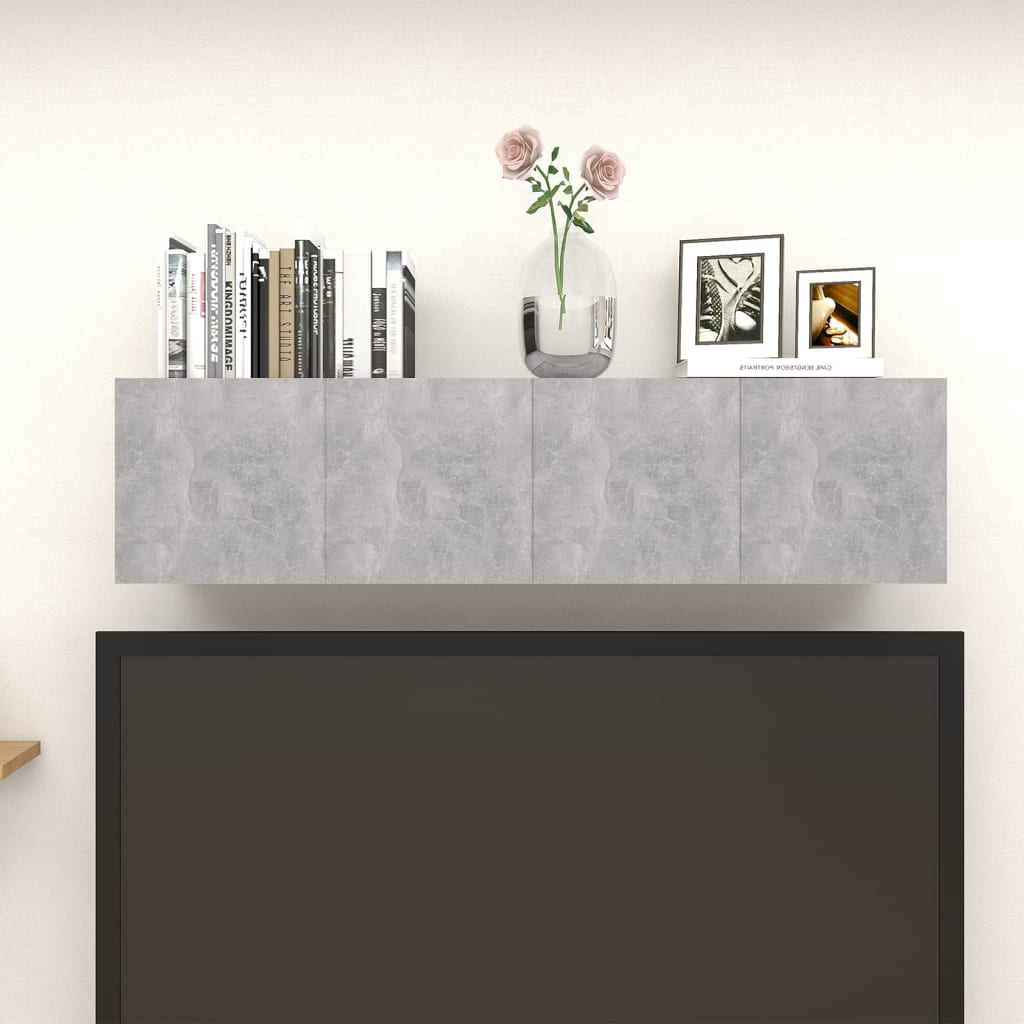 vidaXL Nástenné TV skrinky 4 ks betónové sivé 30,5x30x30 cm