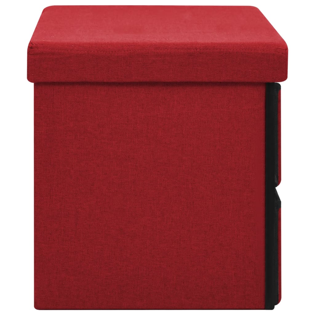 vidaXL Skladacia úložná lavica vínovo červená 76x38x38 cm umelý ľan