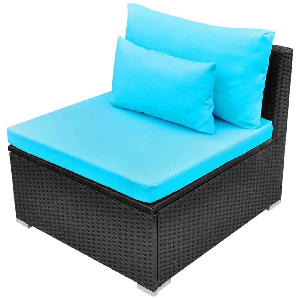 vidaXL 13-dielna záhradná sedacia súprava s vankúšmi modrá polyratanová