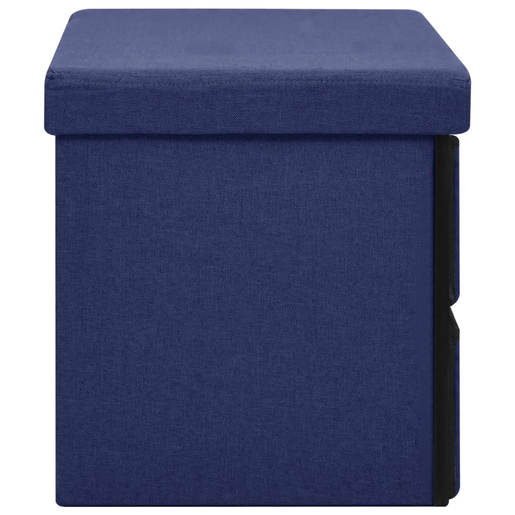 vidaXL Skladacia úložná lavica modrá 76x38x38 cm umelý ľan