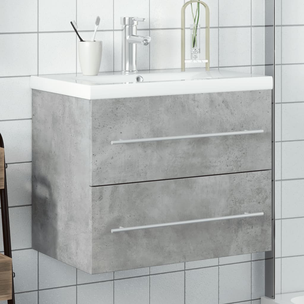vidaXL Kúpeľňová umývadlová skrinka so zabudov. umývadlom betónovosivá