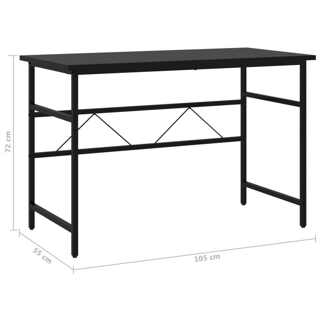 vidaXL Počítačový stôl čierny 105x55x72 cm MDF a kov
