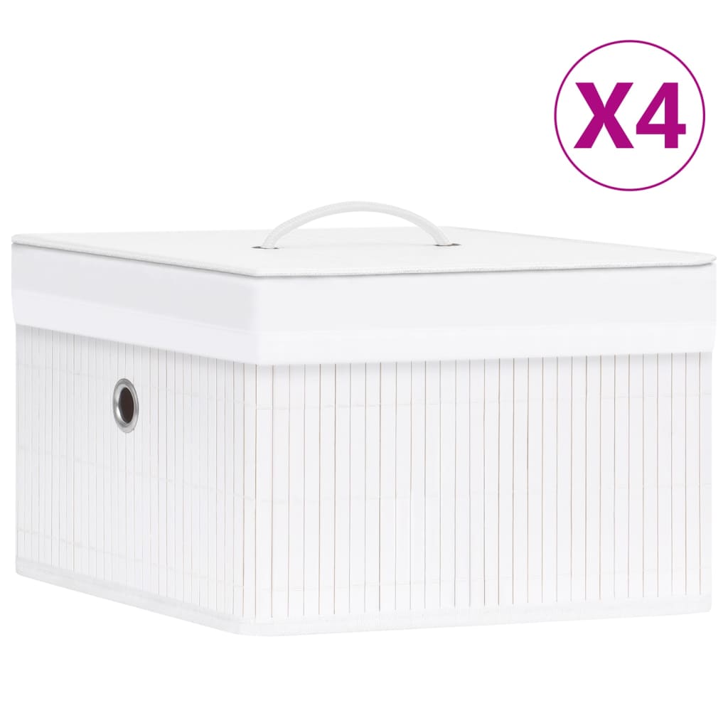 vidaXL Bambusové úložné boxy 4 ks biele