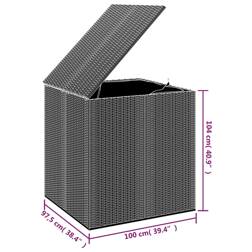 vidaXL Záhradný úložný box z polyratanu 100x97,5x104 cm čierny