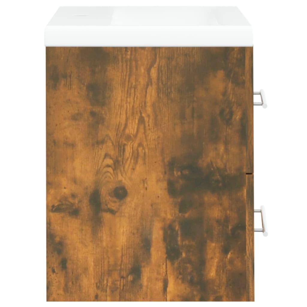 VidaXL Umývadlová skrinka so vstavaným umývadlom dymový dub spr. drevo