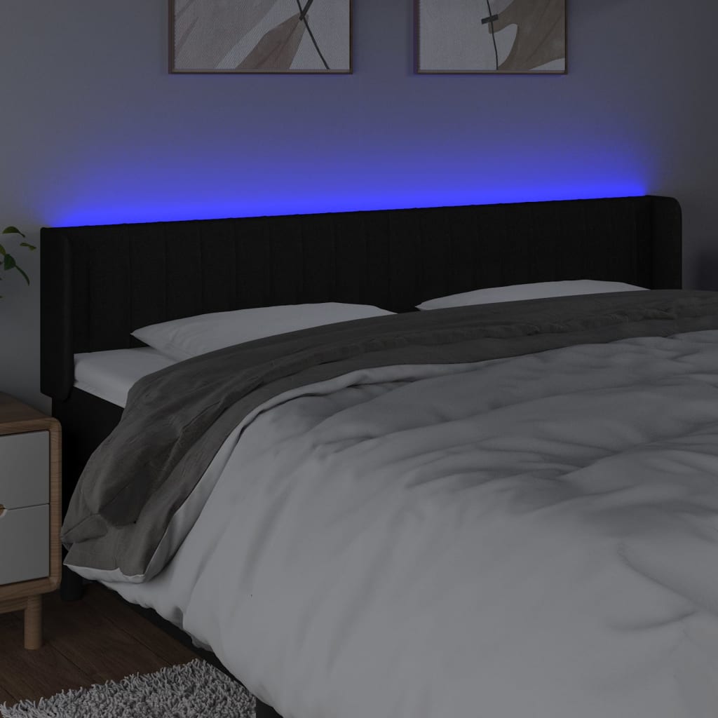 vidaXL Čelo postele s LED čierne 183x16x78/88 cm látka