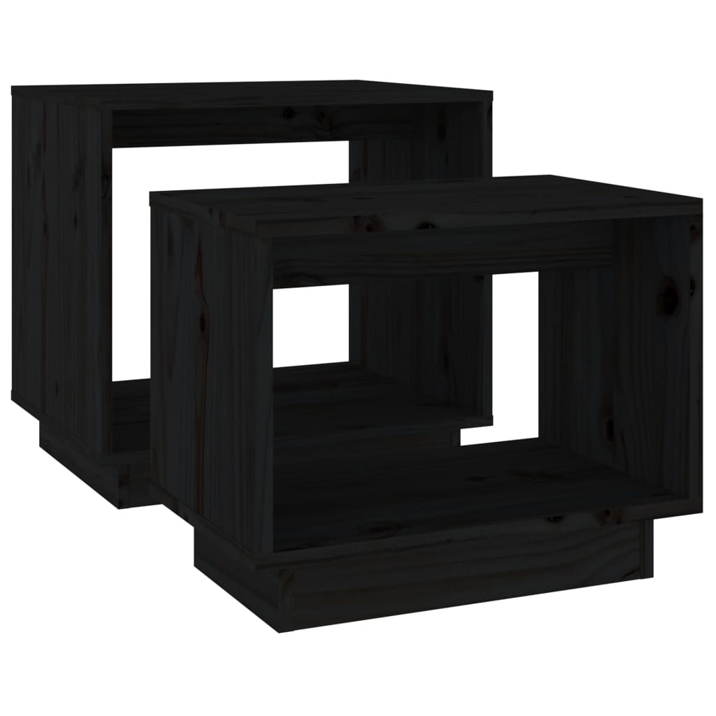 vidaXL Zásuvné konferenčné stolíky 2 ks čierne masívna borovica