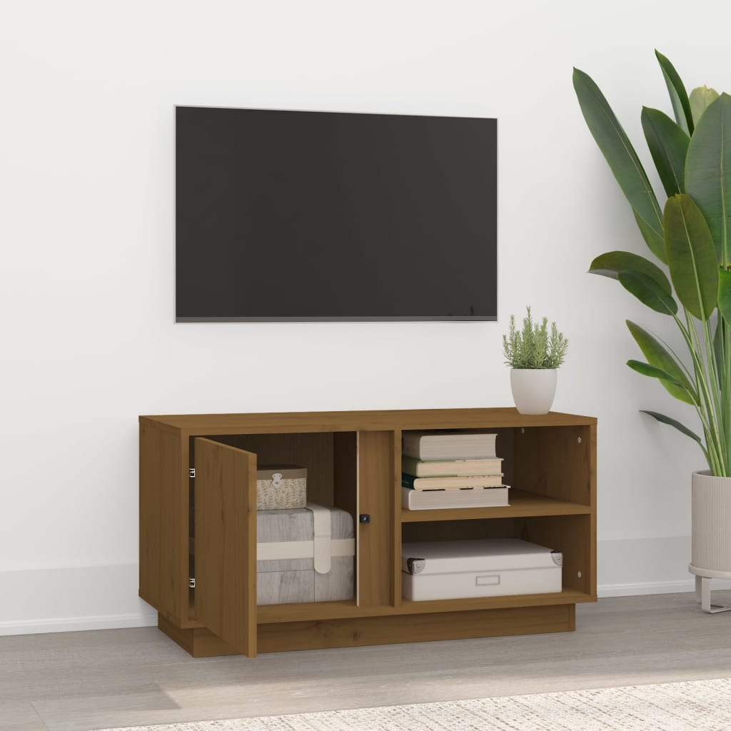 vidaXL TV skrinka medovo-hnedá 80x35x40,5 cm masívna borovica