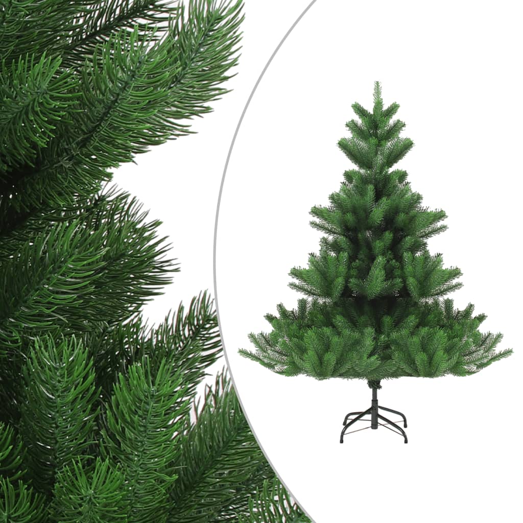vidaXL Umelý vianočný stromček jedľa Nordmann LED a gule zelený 210 cm