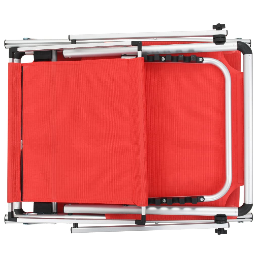 vidaXL Skladacie ležadlo so strieškou, hliník a textilén, červené