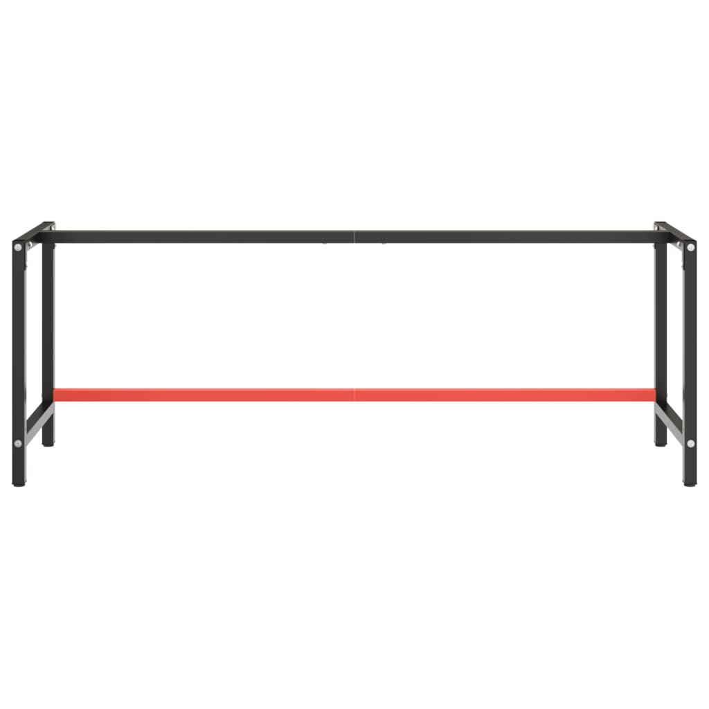 vidaXL Rám pracovného stola matný čierny a matný červený 220x57x79 cm kov