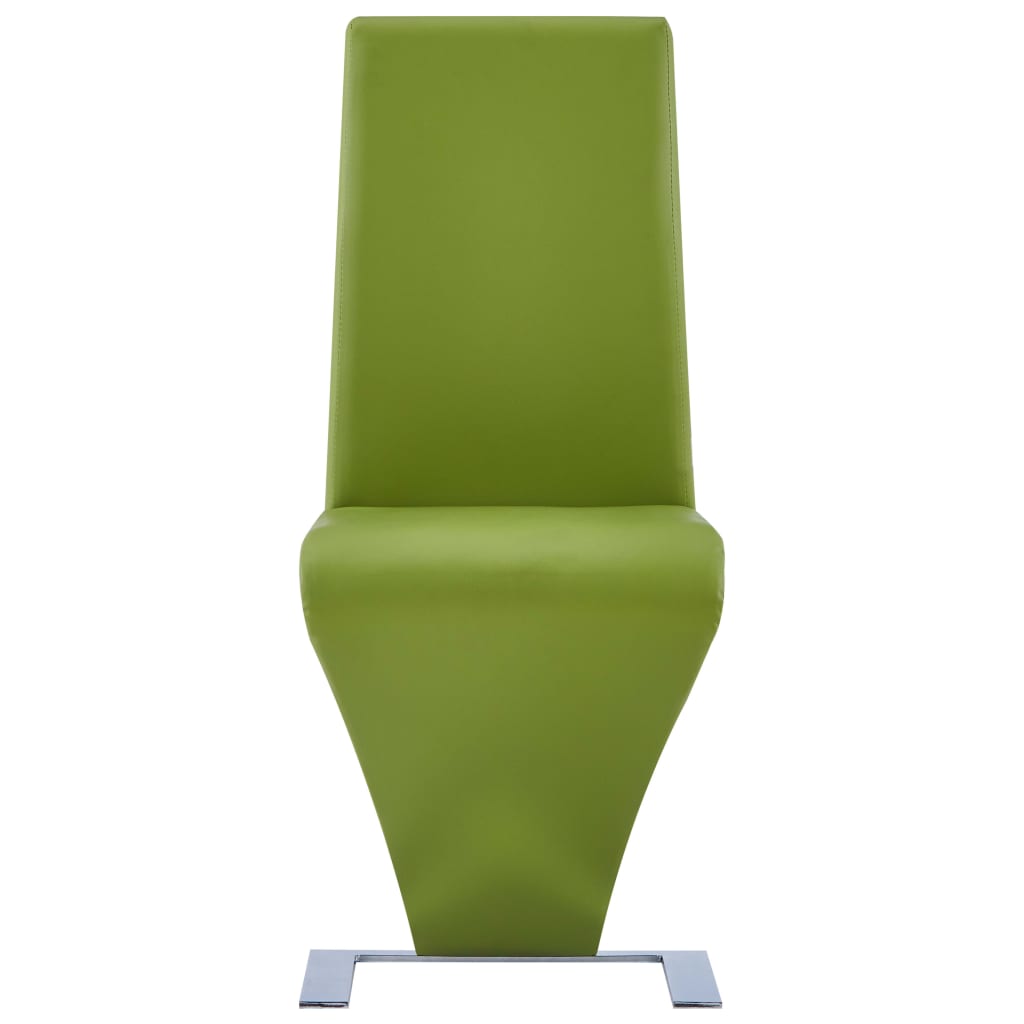 vidaXL Jedálenské stoličky cikcakový tvar 4 ks zelené umelá koža