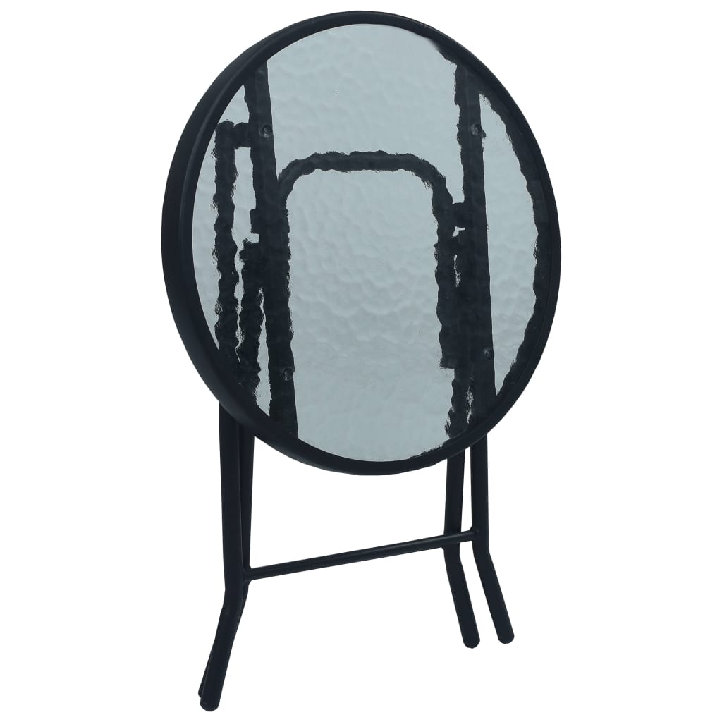 vidaXL Bistro stolík, čierny 40x46 cm, oceľ a sklo