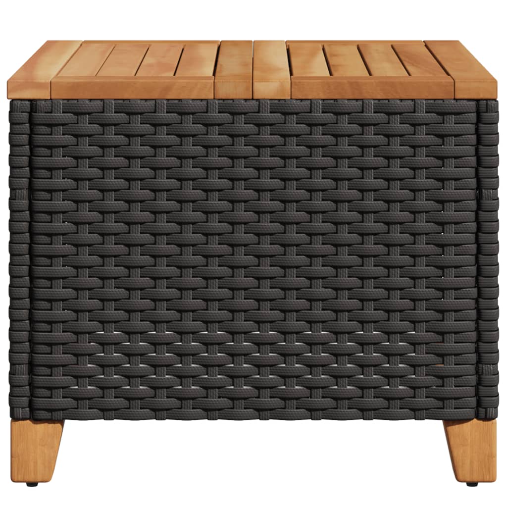 vidaXL Záhradný stôl čierny 45x45x37 cm polyratan akáciové drevo