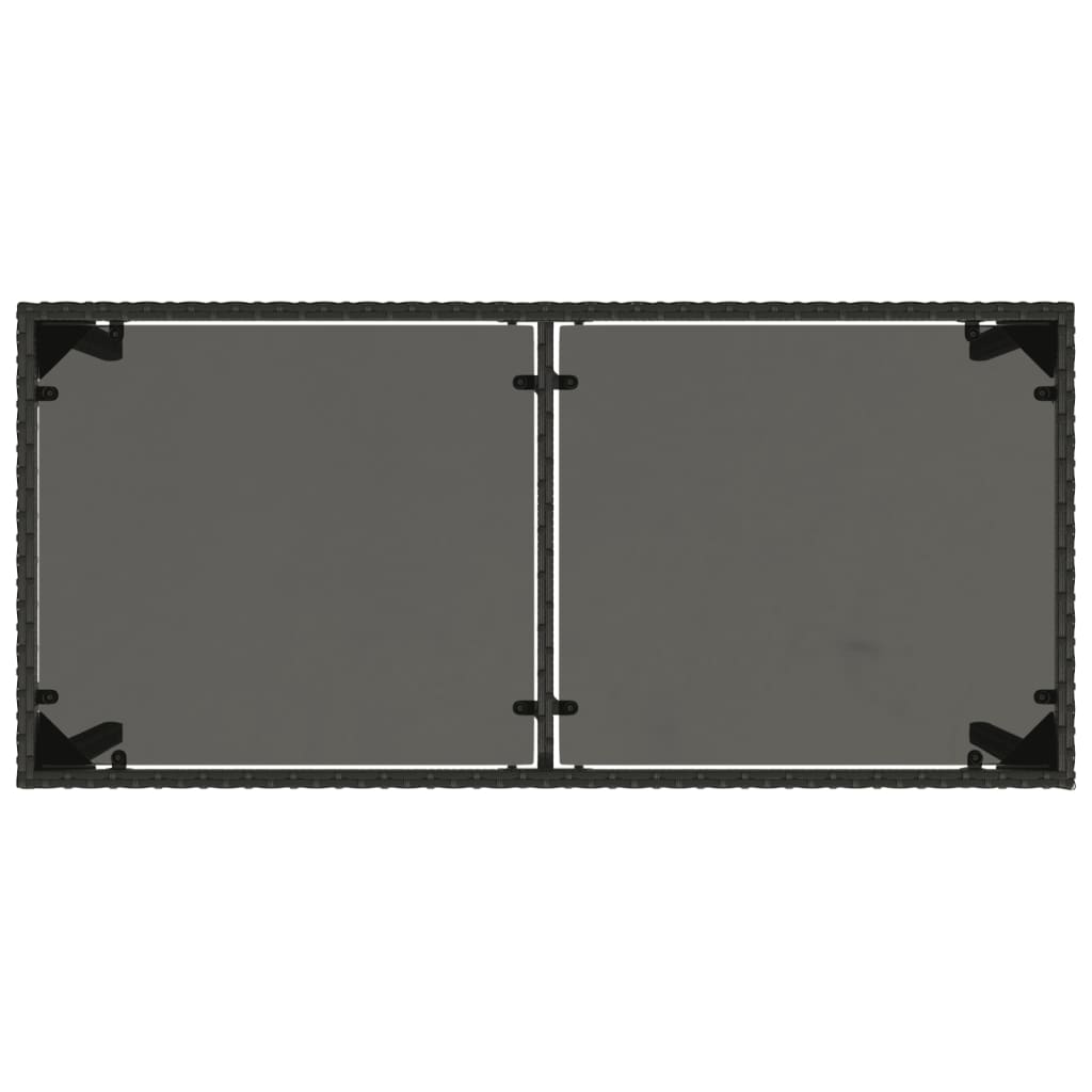 vidaXL Záhradný stôl so sklenenou doskou čierny 115x54x74 cm polyratan