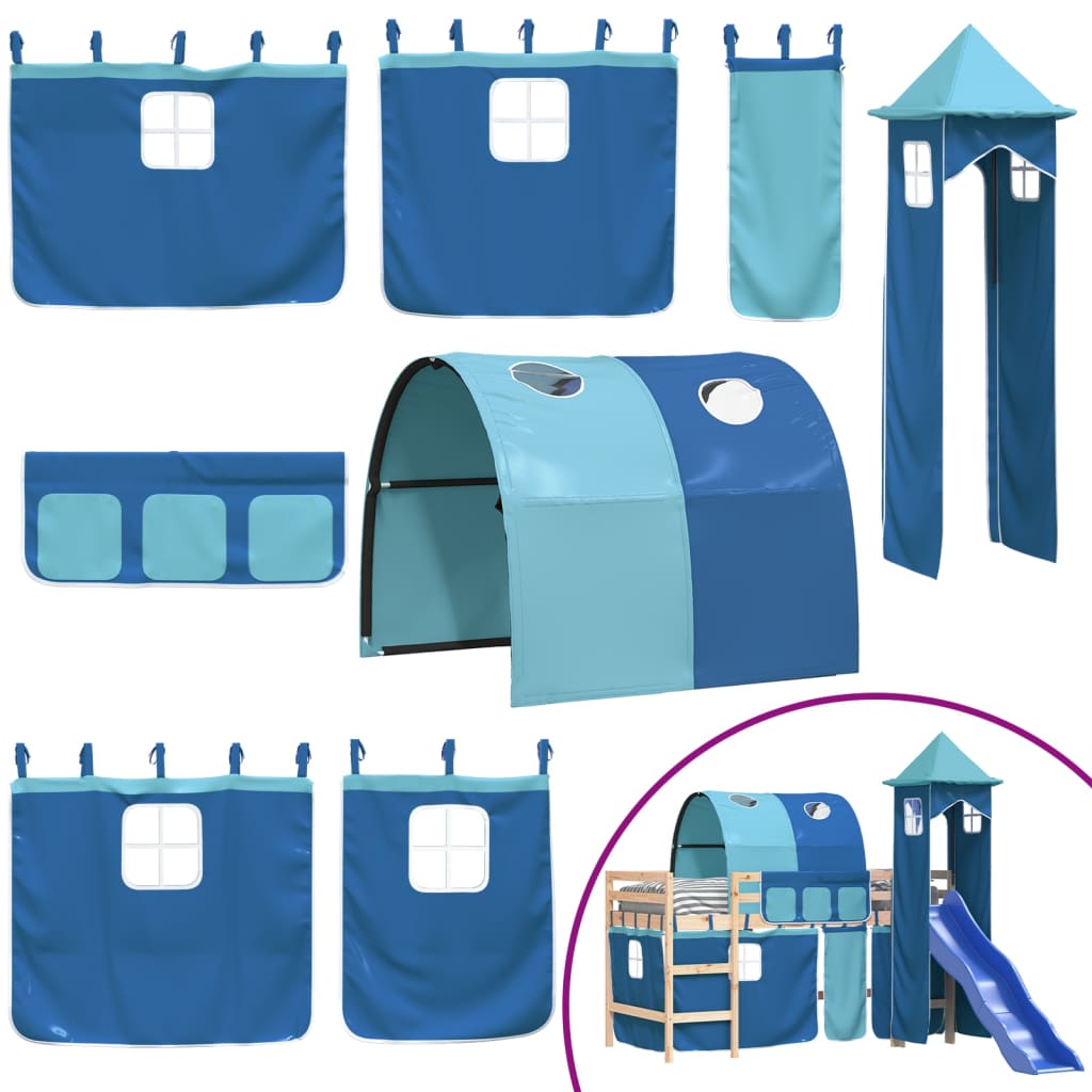 vidaXL Detská vyvýšená posteľ veža modrá 80x200 cm masívna borovica