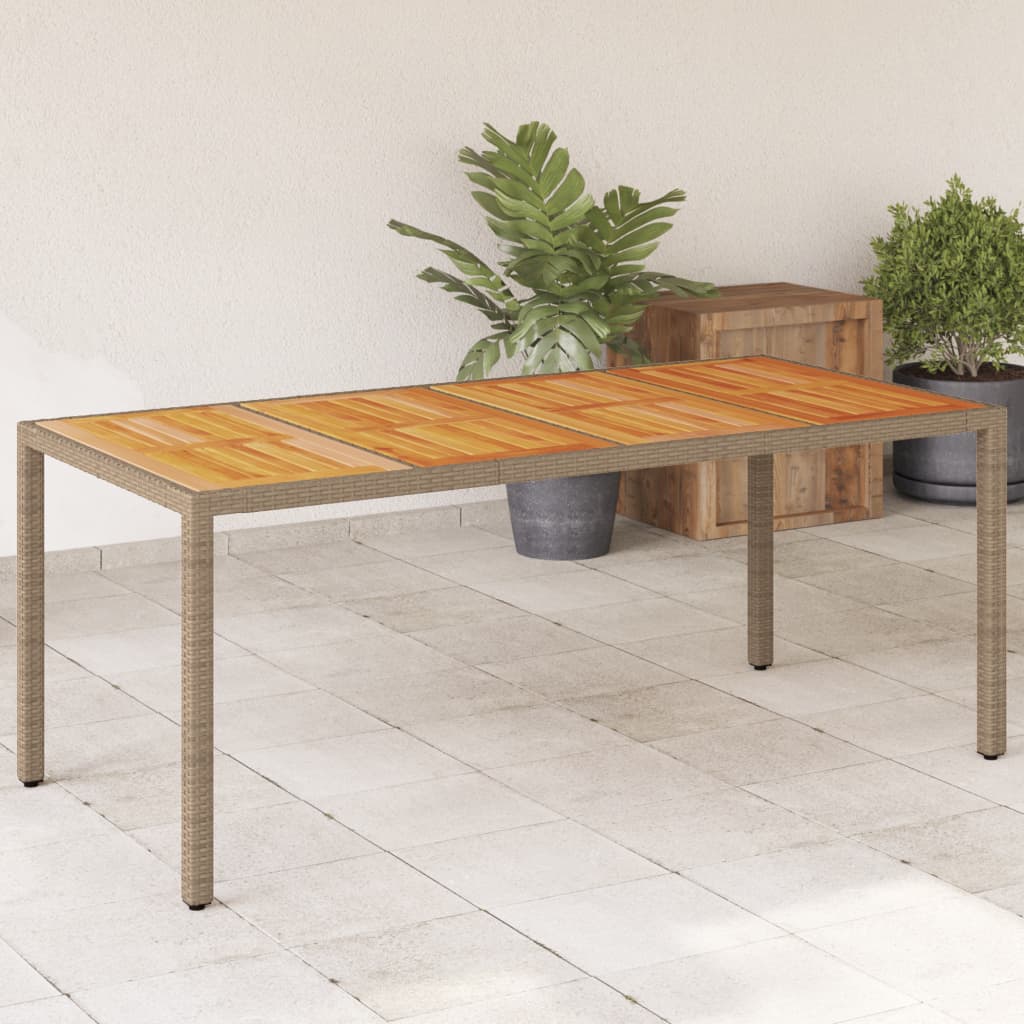 vidaXL Záhradný stôl béžový 190x90x75 cm polyratan akáciové drevo