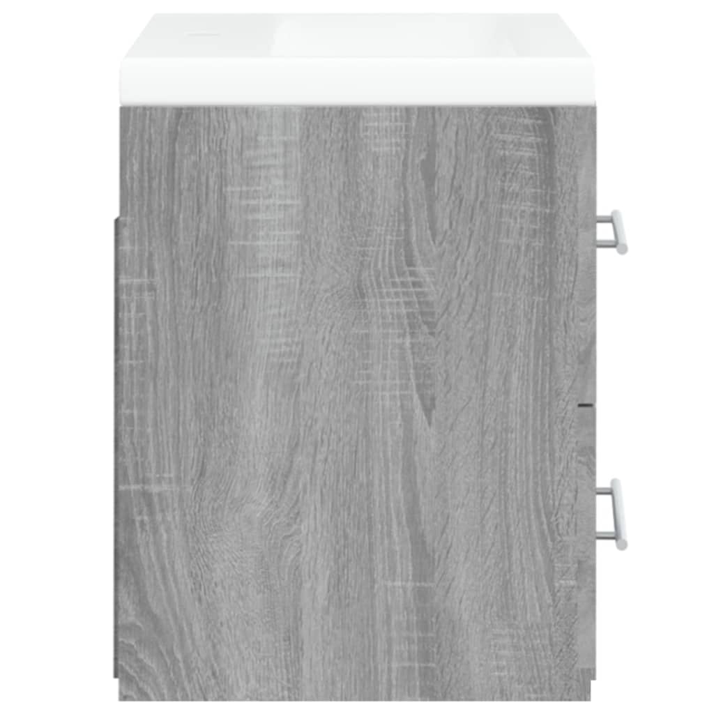 VidaXL Umývadlová skrinka so vstavaným umývadlom sivá sonoma drevo
