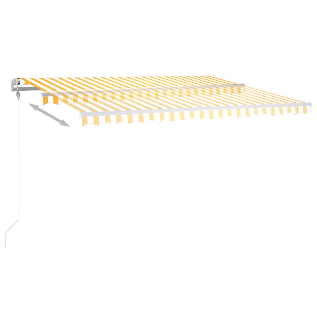 vidaXL Ručne zaťahovacia markíza s LED 4,5x3,5 m žlto-biela