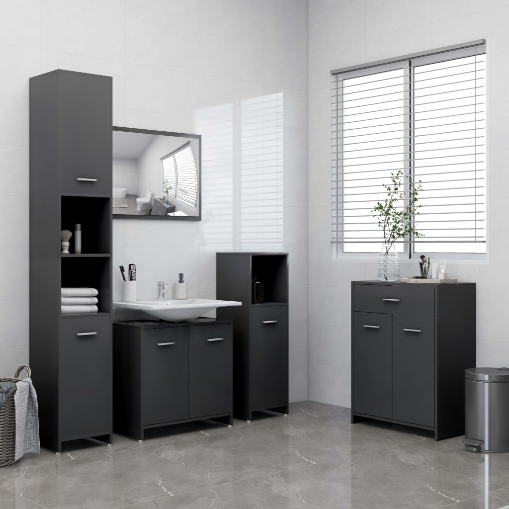vidaXL Kúpeľňová skrinka, sivá 60x33x80 cm, kompozitné drevo