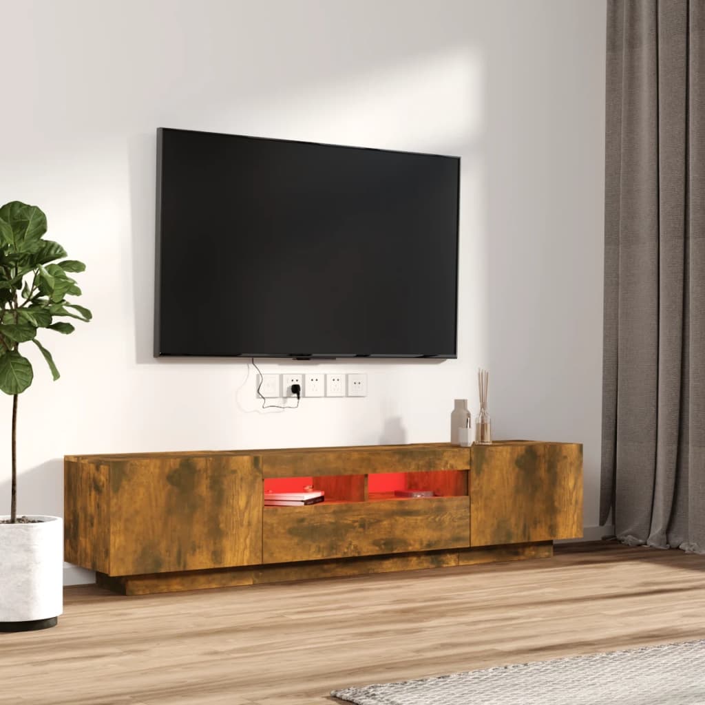 vidaXL 2-dielna súprava TV skriniek s LED dymový dub spracované drevo